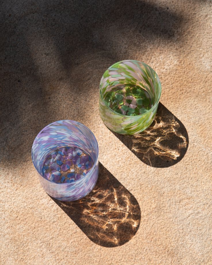 Joia Glas groß drops grün rosa - Image 6