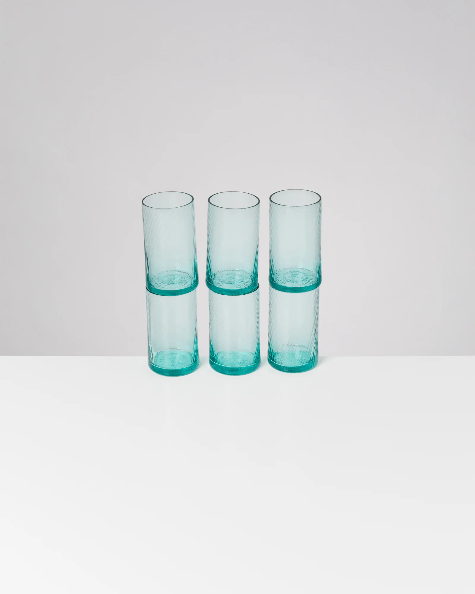 Leiria Glas klein riffled grün 6er-Set