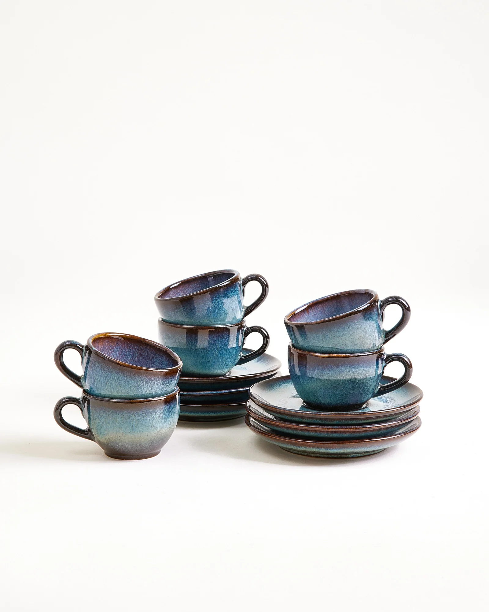Madeira Espressotasse & Espressountertasse classic grünblau 6er-Set