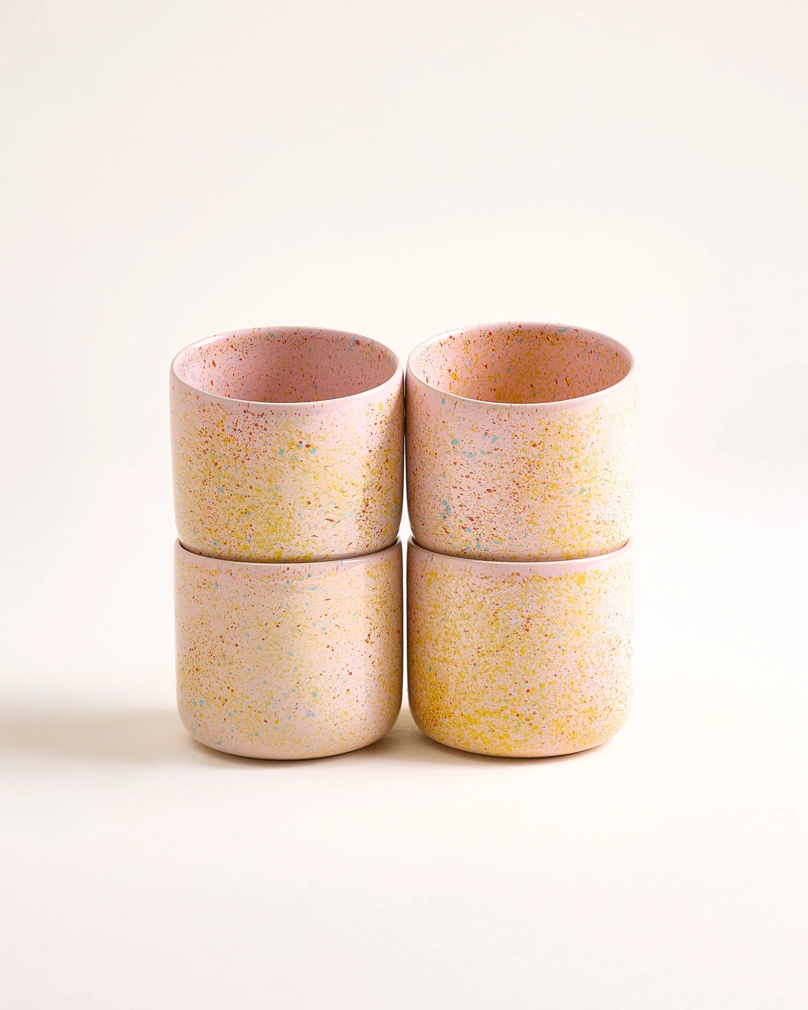 Nódoa Becher groß gesprenkelt rosa 4er-Set