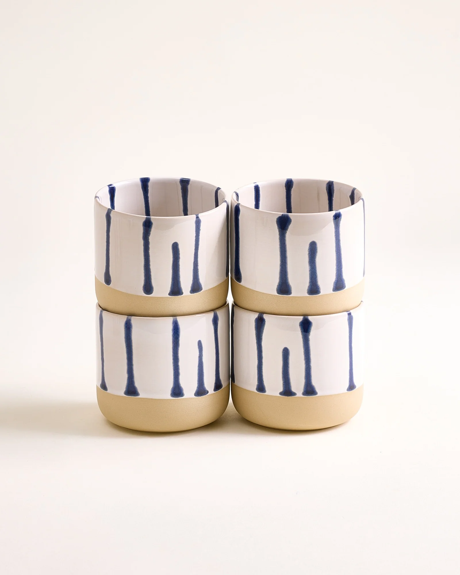 Nódoa Becher groß gestreift weiß blau 4er-Set