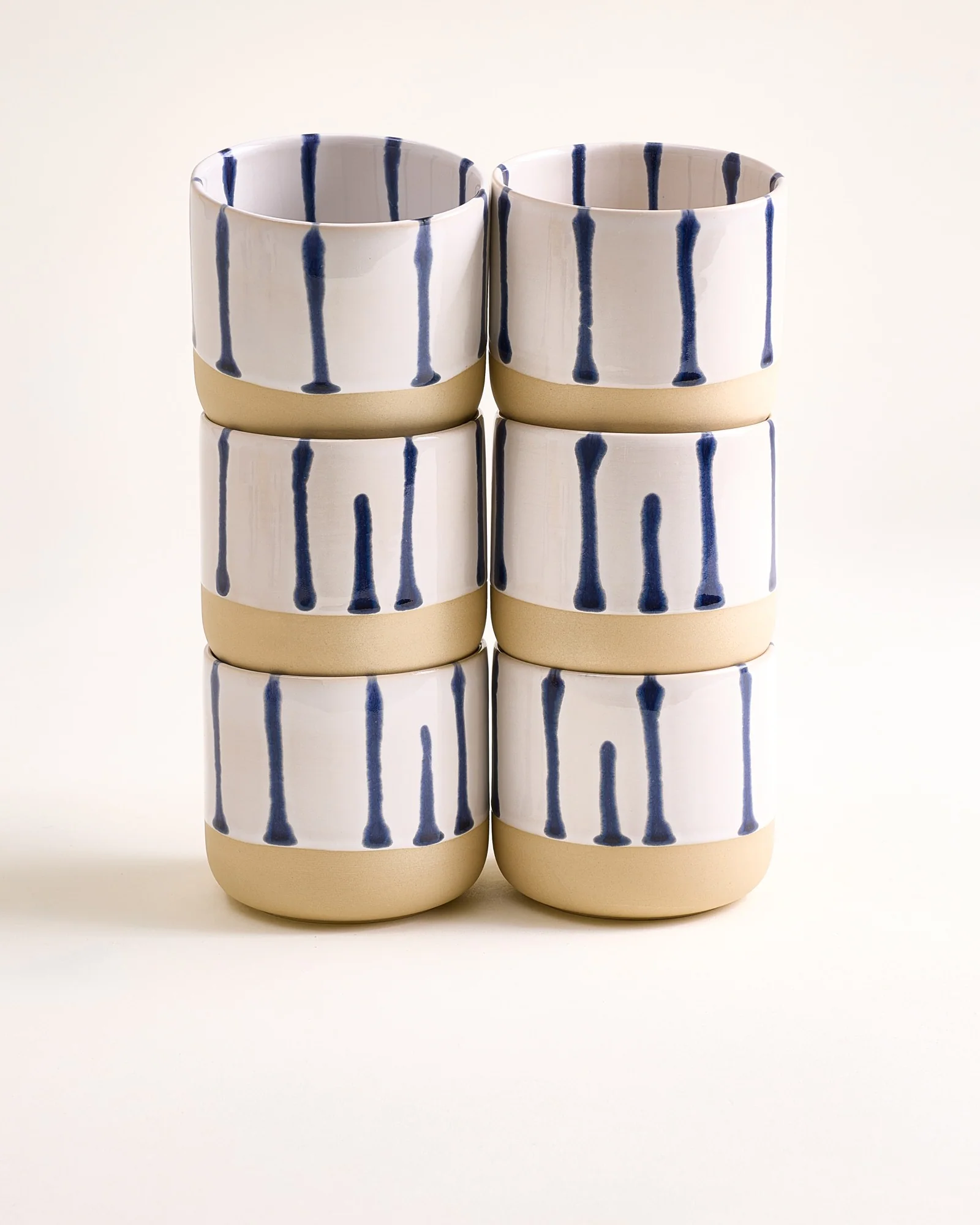 Nódoa Becher groß gestreift weiß blau 6er-Set