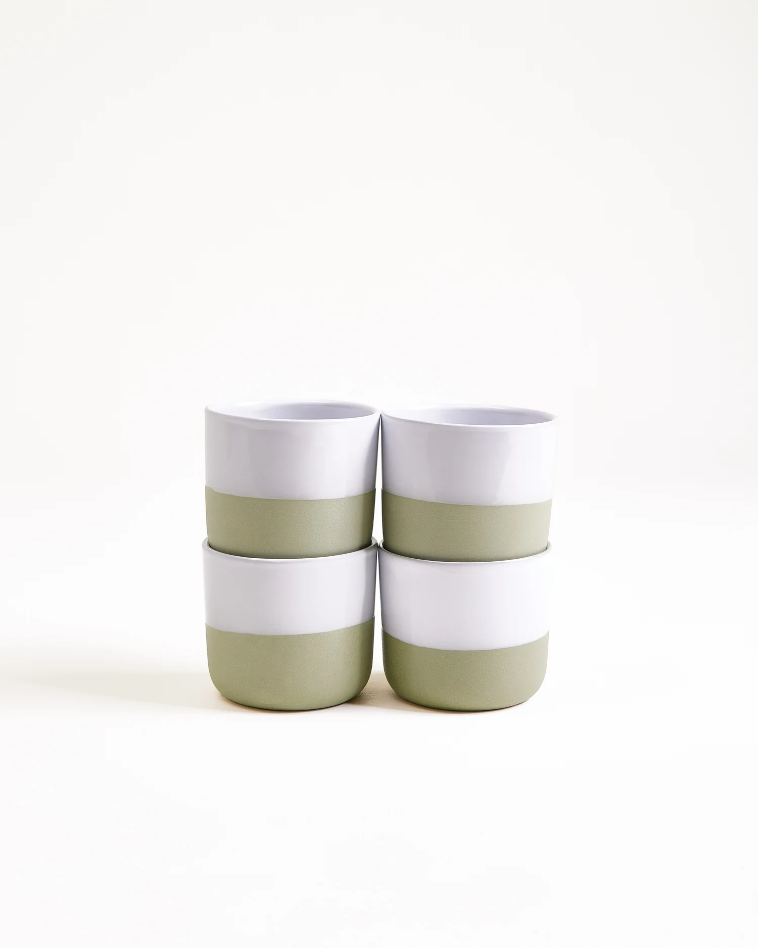 Seda Becher klein salbeigrün weiß 4er-Set